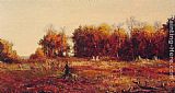 Autumn Canvas Paintings - Gathering Autumn Leaves